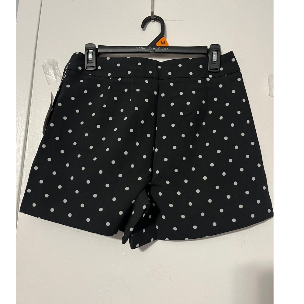 A New Day Black White Polka Dot High Rise Pleated Stretch Shorts Size 6 NEW